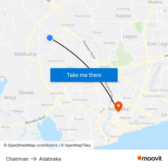 Chairman to Adabraka map