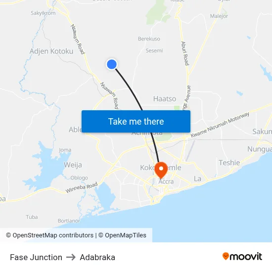 Fase Junction to Adabraka map