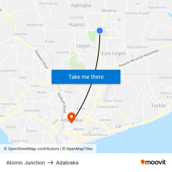 Atomic Junction to Adabraka map
