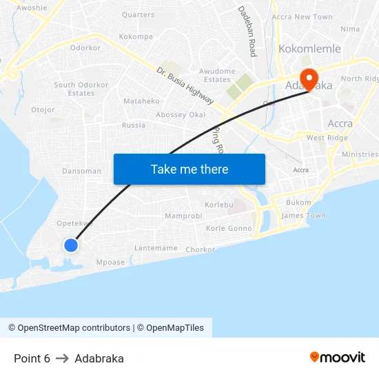 Point 6 to Adabraka map