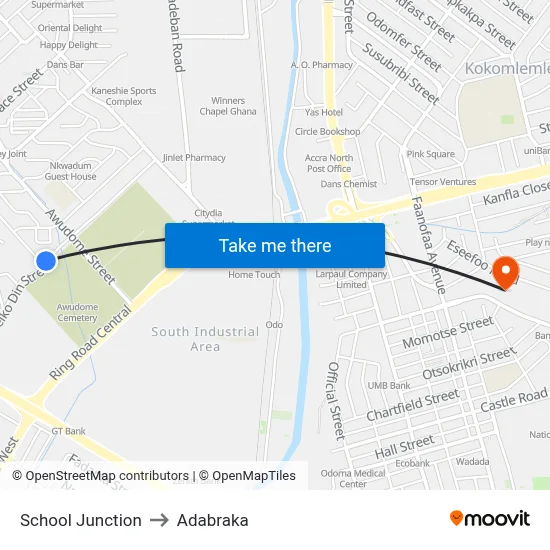 School Junction to Adabraka map