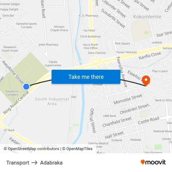 Transport to Adabraka map