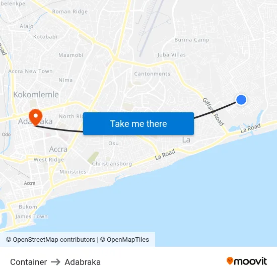 Container to Adabraka map