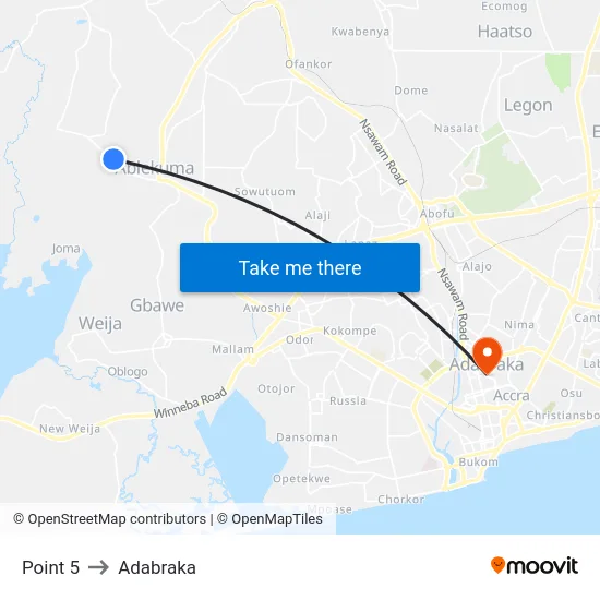 Point 5 to Adabraka map