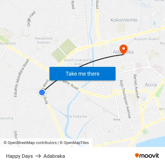 Happy Days to Adabraka map