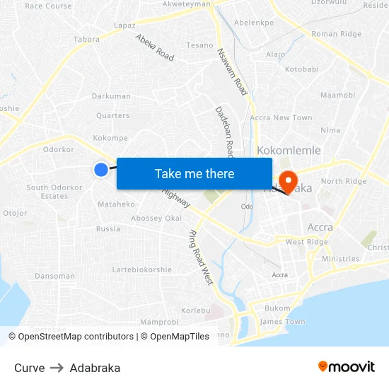 Curve to Adabraka map