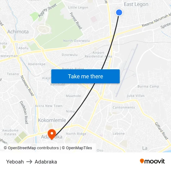 Yeboah to Adabraka map