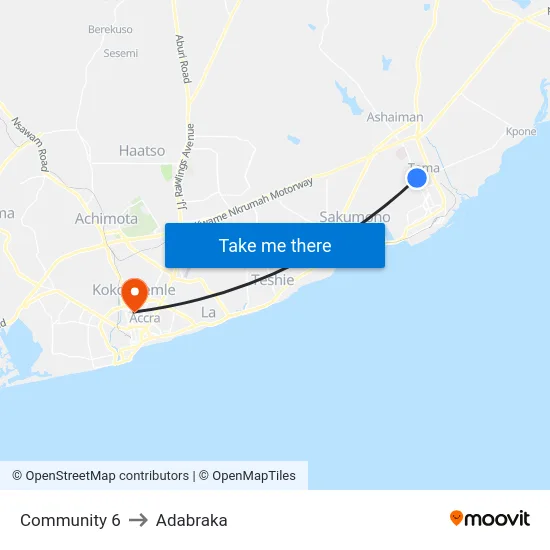 Community 6 to Adabraka map