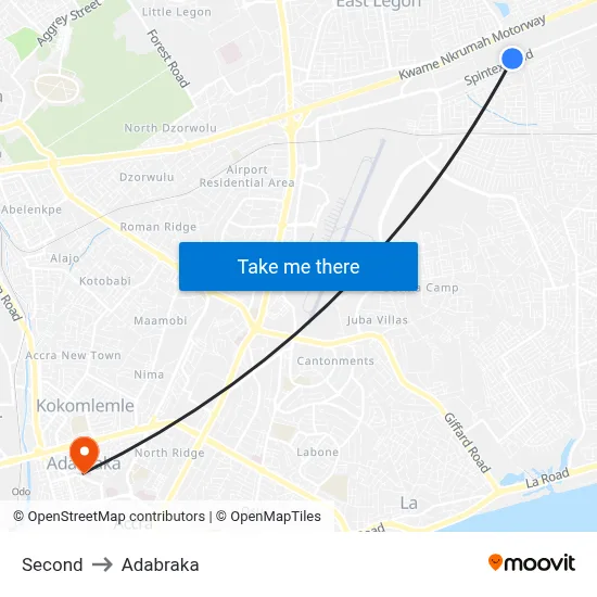 Second to Adabraka map