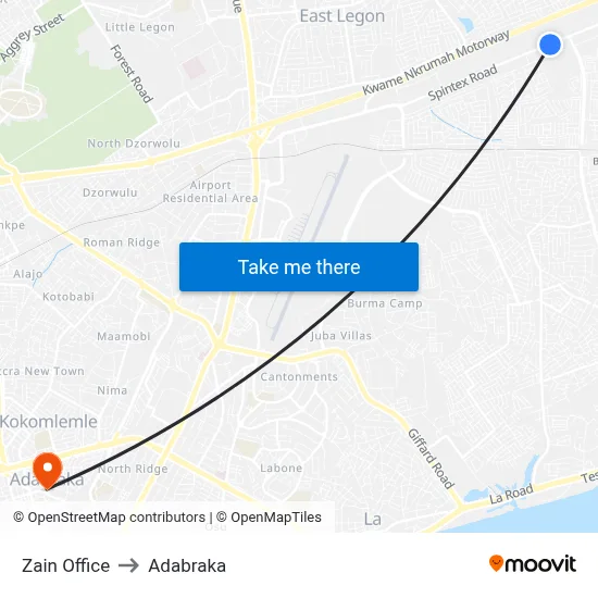 Zain Office to Adabraka map