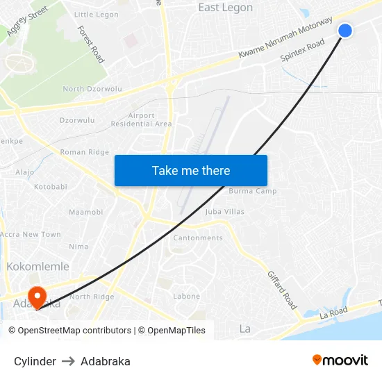 Cylinder to Adabraka map
