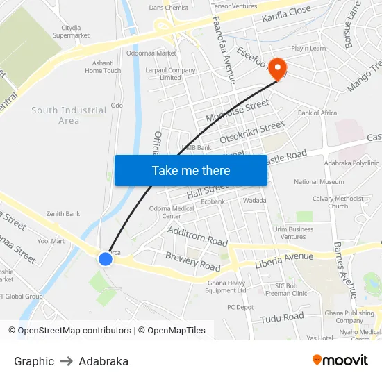 Graphic to Adabraka map