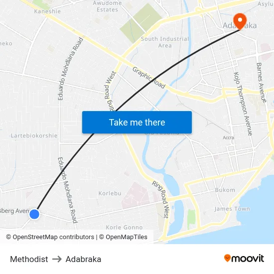 Methodist to Adabraka map