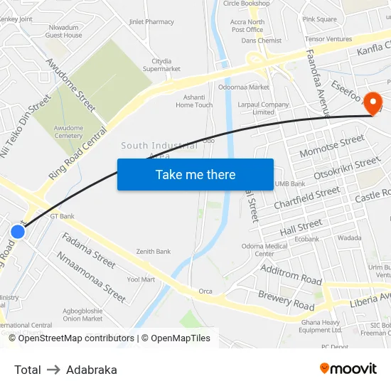 Total to Adabraka map