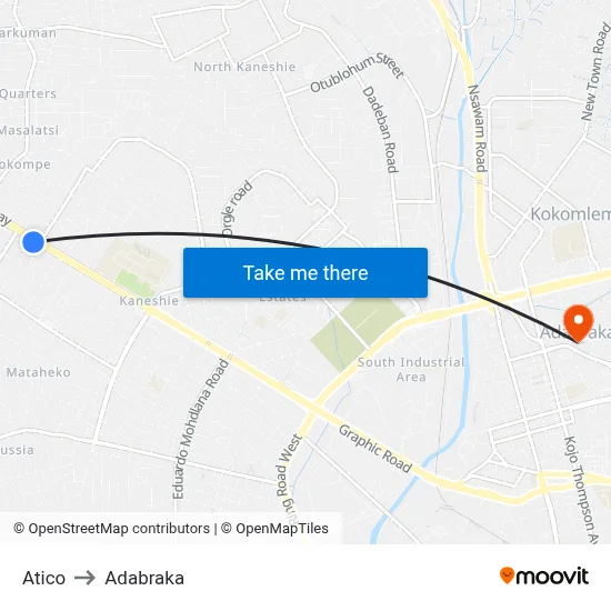 Atico to Adabraka map