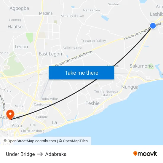 Under Bridge to Adabraka map