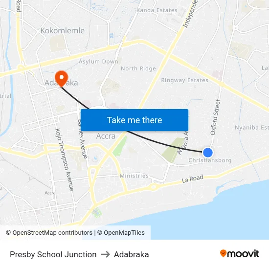 Presby School Junction to Adabraka map