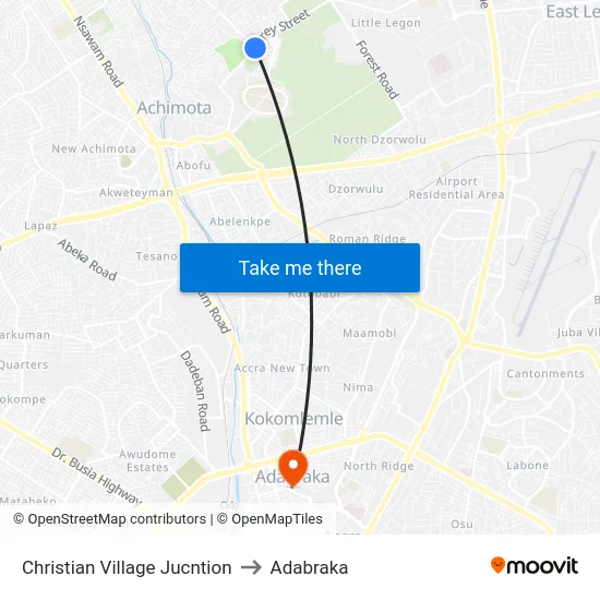 Christian Village Jucntion to Adabraka map