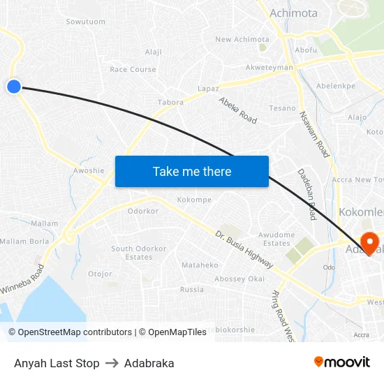 Anyah Last Stop to Adabraka map