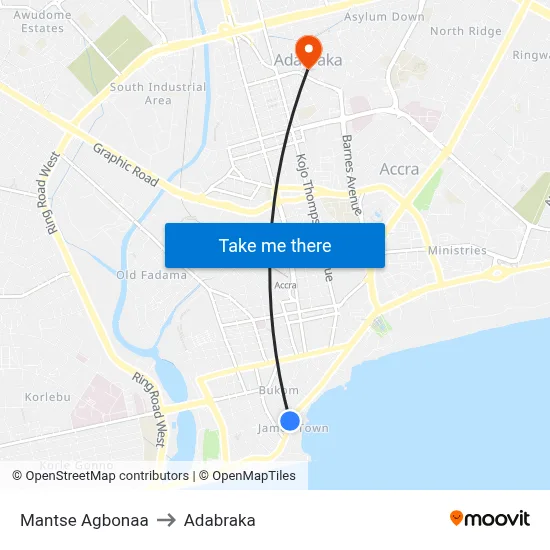 Mantse Agbonaa to Adabraka map