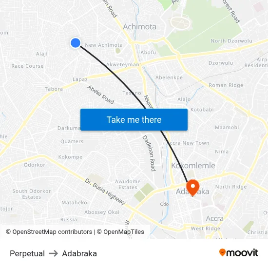 Perpetual to Adabraka map