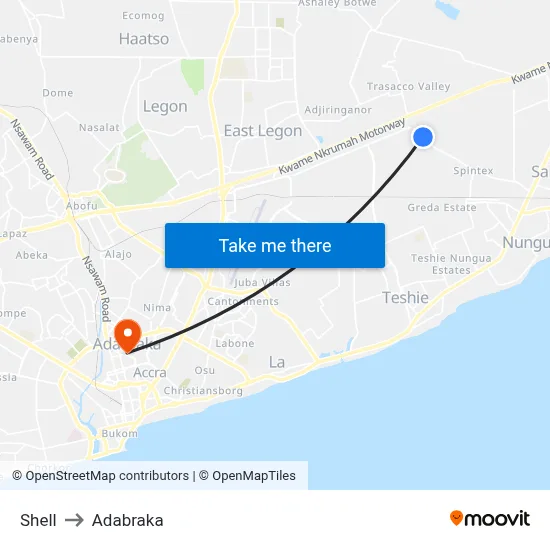 Shell to Adabraka map