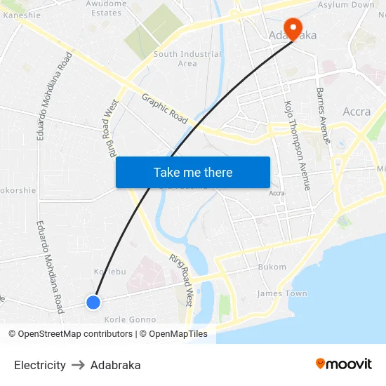 Electricity to Adabraka map
