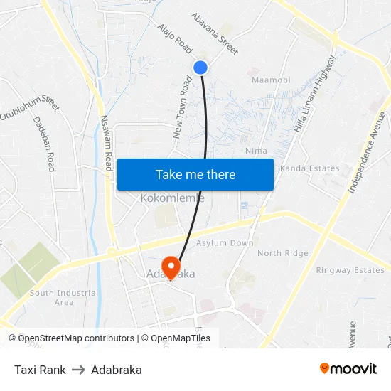 Taxi Rank to Adabraka map