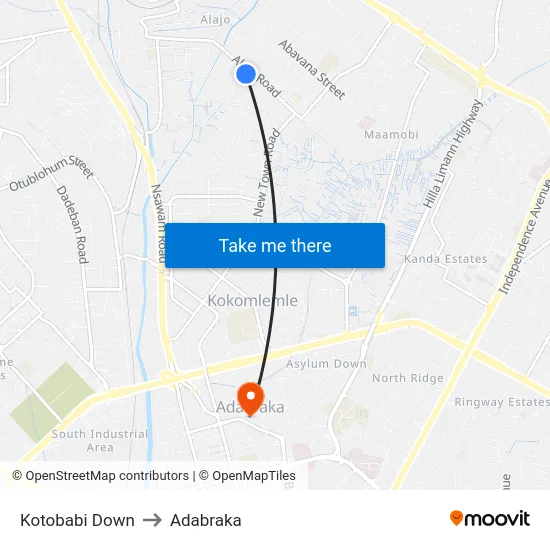Kotobabi Down to Adabraka map