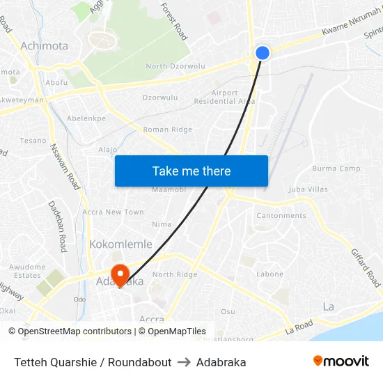 Tetteh Quarshie / Roundabout to Adabraka map