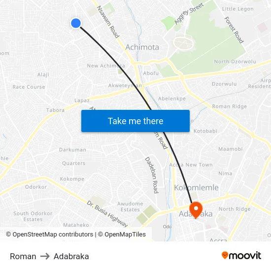 Roman to Adabraka map