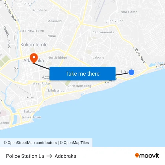 Police Station La to Adabraka map