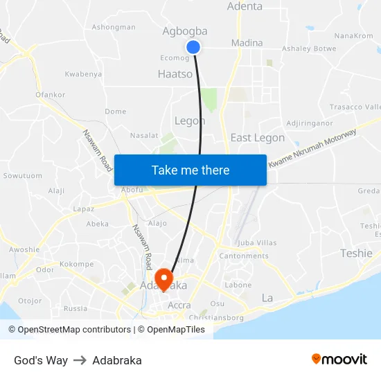 God's Way to Adabraka map