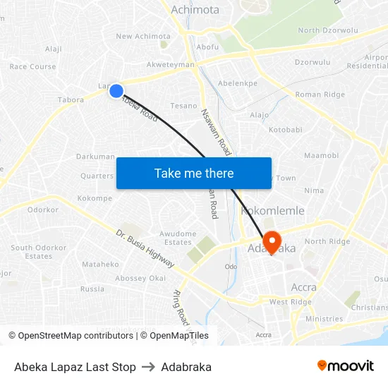 Abeka Lapaz Last Stop to Adabraka map