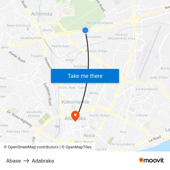 Abase to Adabraka map