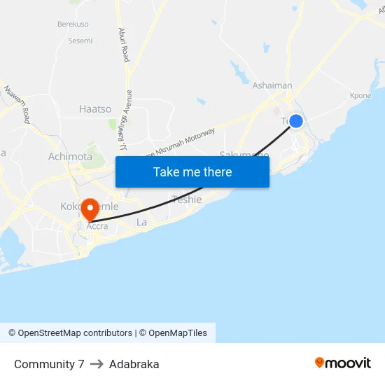 Community 7 to Adabraka map