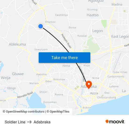 Soldier Line to Adabraka map