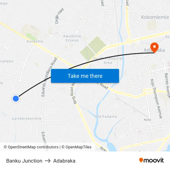 Banku Junction to Adabraka map