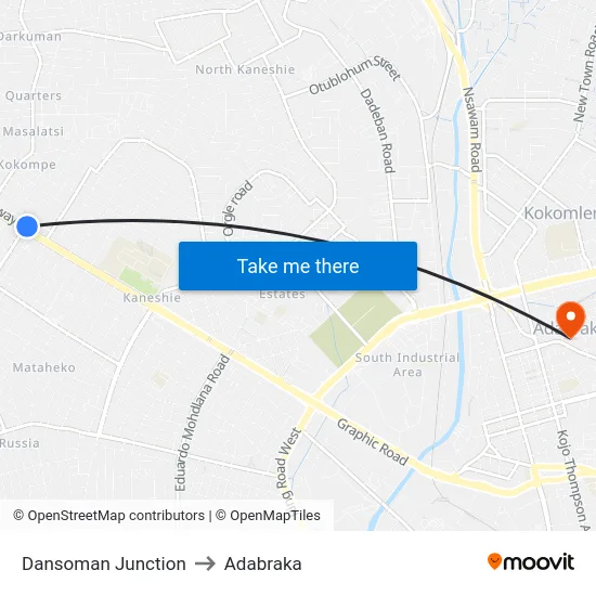 Dansoman Junction to Adabraka map