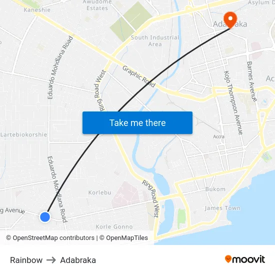 Rainbow to Adabraka map