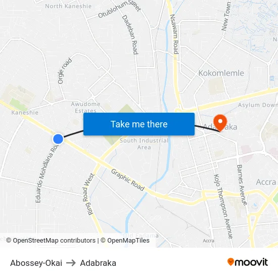 Abossey-Okai to Adabraka map