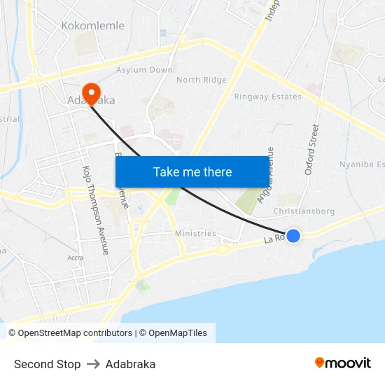 Second Stop to Adabraka map