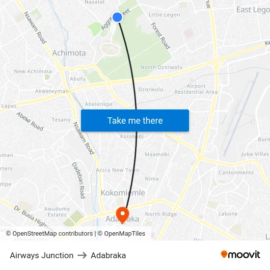 Airways Junction to Adabraka map