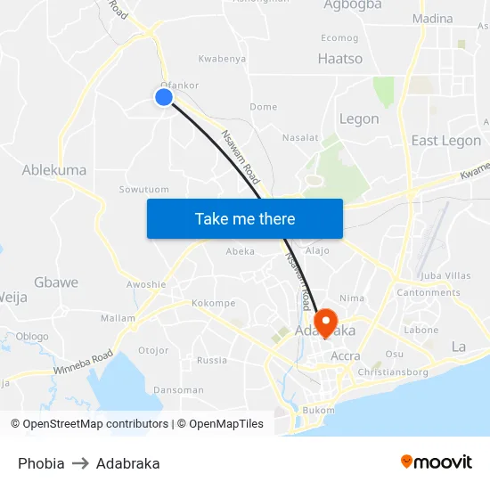 Phobia to Adabraka map