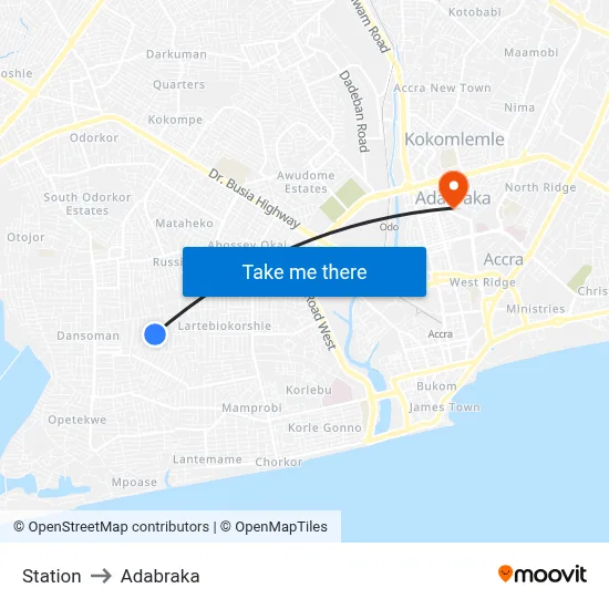Station to Adabraka map
