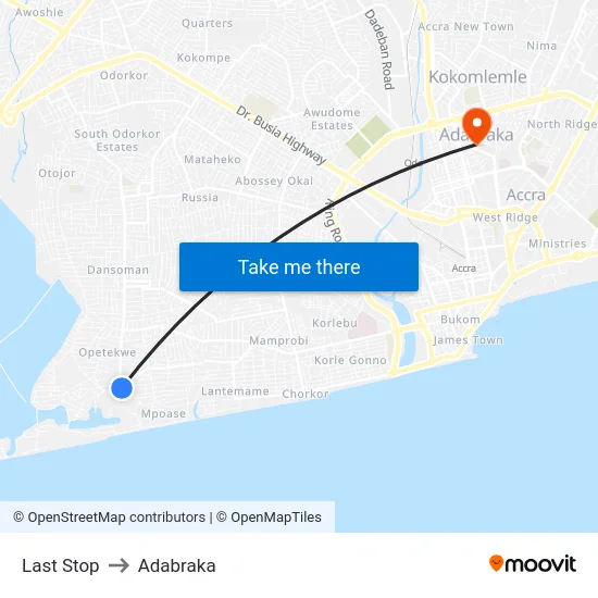 Last Stop to Adabraka map