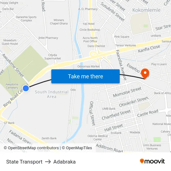 State Transport to Adabraka map