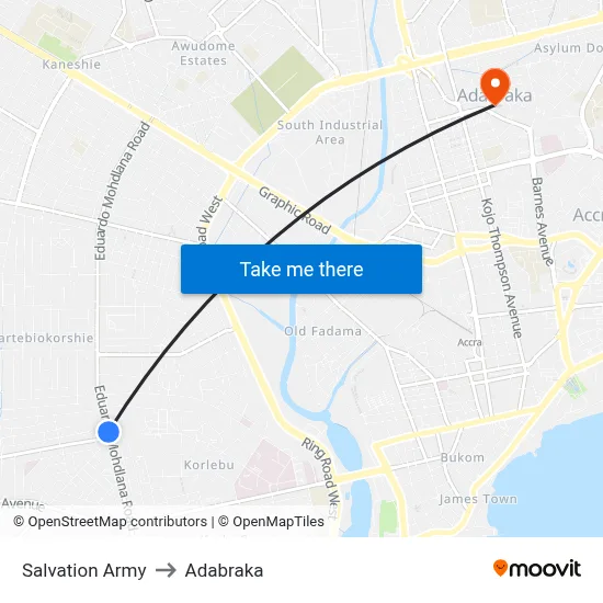 Salvation Army to Adabraka map