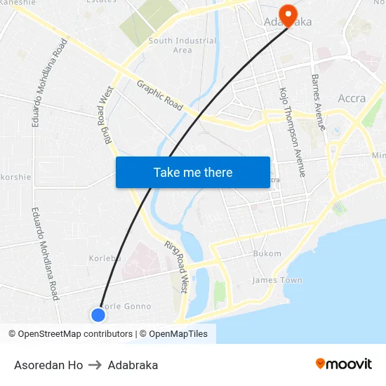 Asoredan Ho to Adabraka map