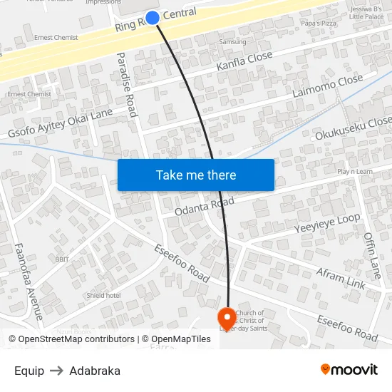 Equip to Adabraka map